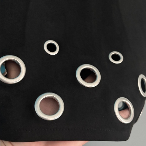 MOTHER Faux Suede Grommet Ring Skirt - Picture 3 of 10